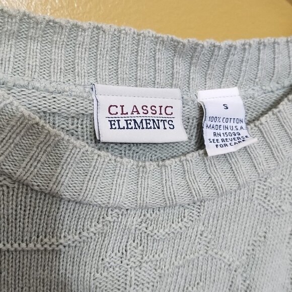 VTG 80s Classic Elements Short Sleeve Knit Cotton Sweater S Sage Green - Picture 2 of 4